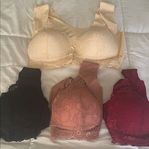 Lace Bralette Set - Cream, Black, Pink, Red